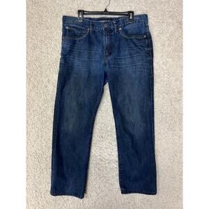 Express Blake Loose Bootcut Jeans Mens 36x32 Dark Denim Thick Stitch Retro Y2K